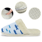 Simple Blue Fish Men's Fur Trim Thick-Sole Indoor Slippers Men's Fur Trimmed Slippers animal Ocean Printed Offshore