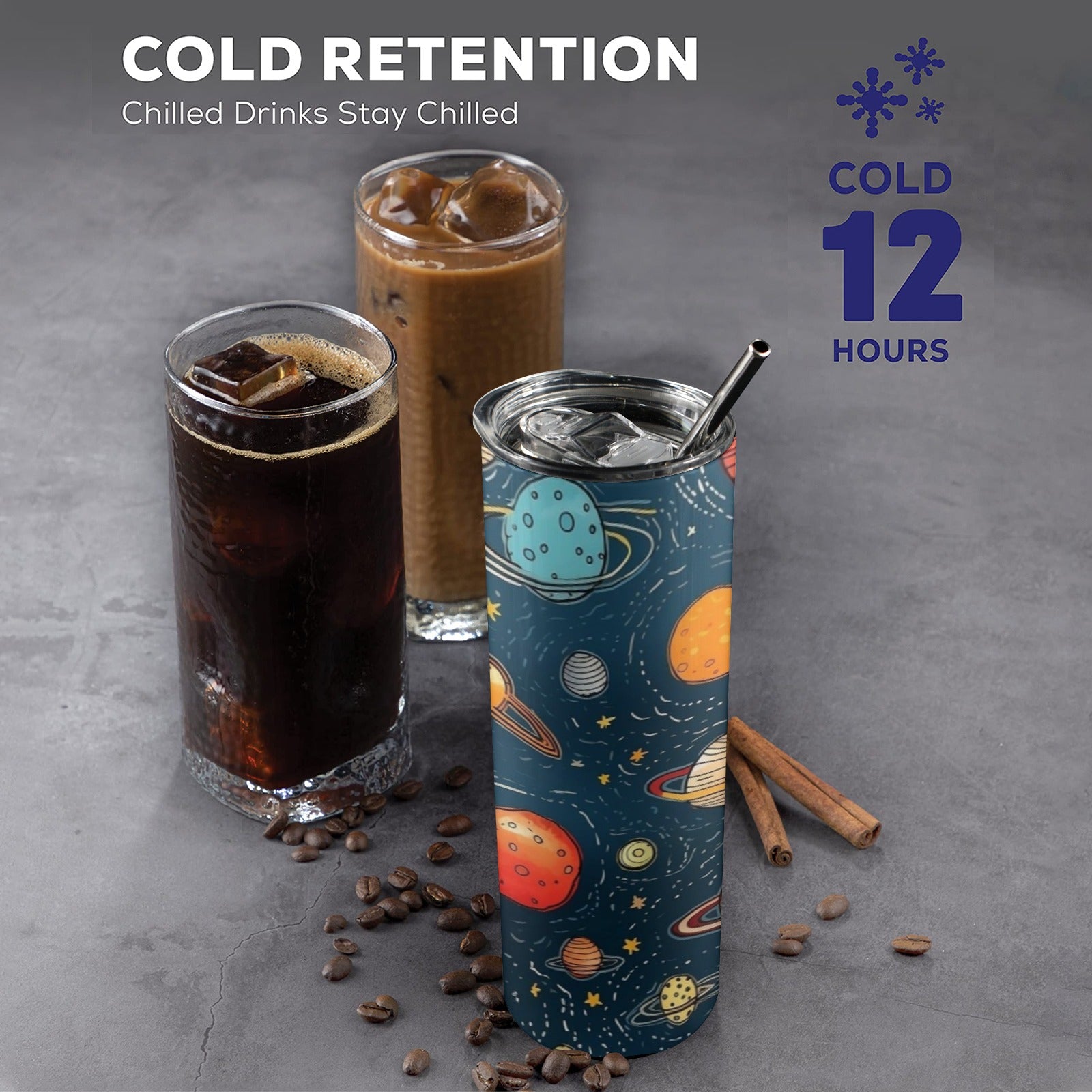 Galaxy - 20oz Tall Skinny Tumbler with Lid and Straw