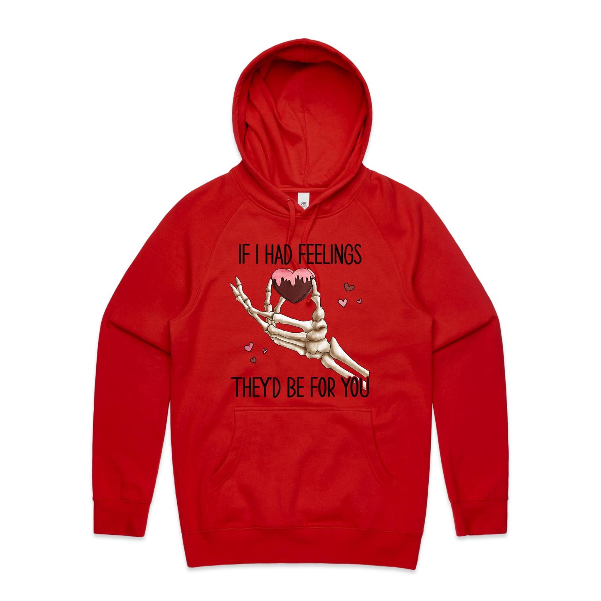 If I Had Feelings They'd Be For You - Mens Hoodie Red Mens Hoodie Love Printed In Australia