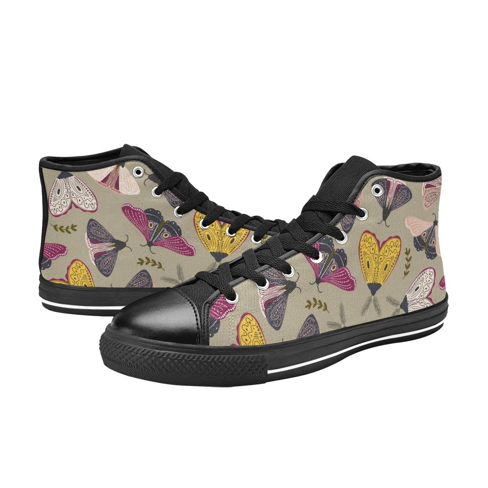 Pretty Moths Men's High Top Canvas Shoes Men's Classic High Top Canvas Shoes animal Printed Offshore