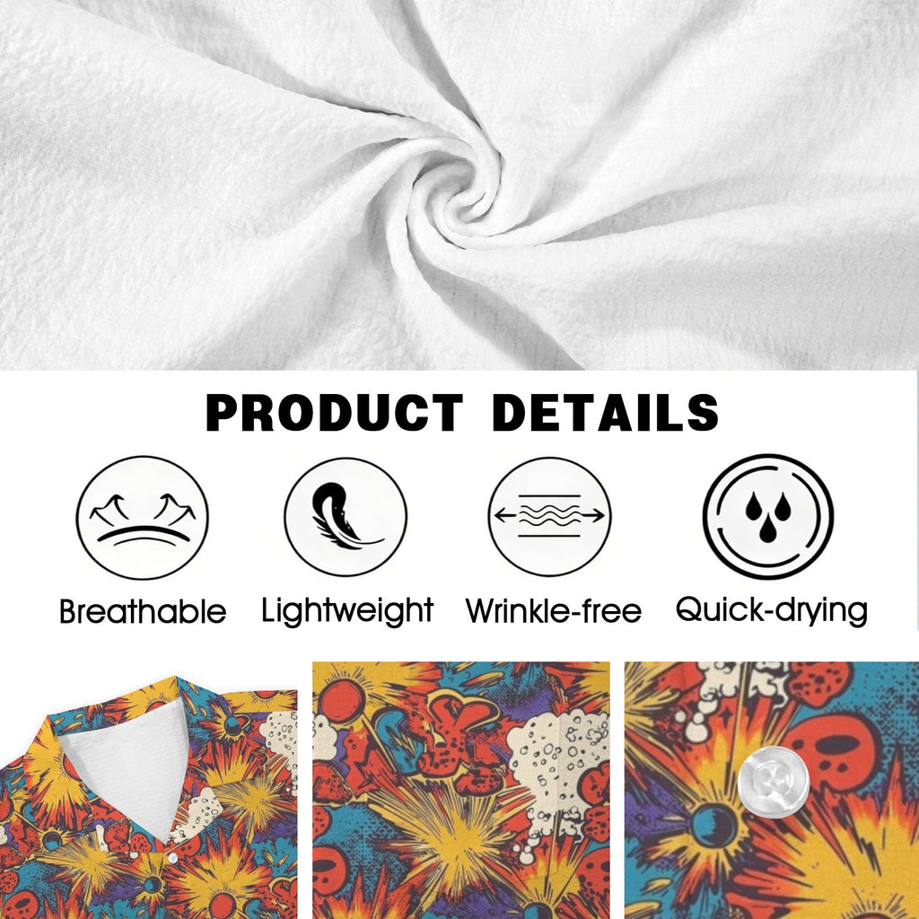 Comic Book Explosions Men's Crinkle Hawaiian Shirt
