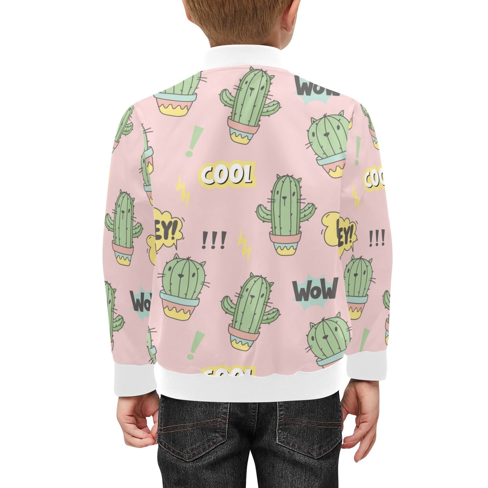 Cool Cat Cactus Kids Bomber Jacket Kids Bomber Jacket Plants Printed Offshore