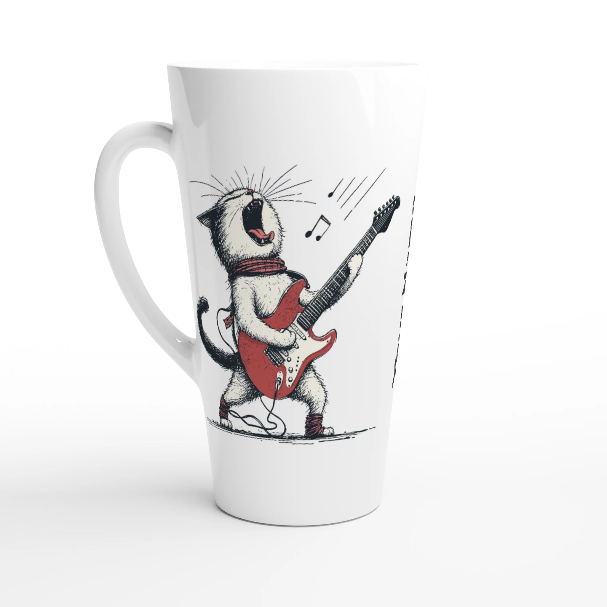Personalised Cat Playing Guitar White Latte 17oz Ceramic Mug Default Title Personalised Latte Mug animal Globally Fulfilled Music