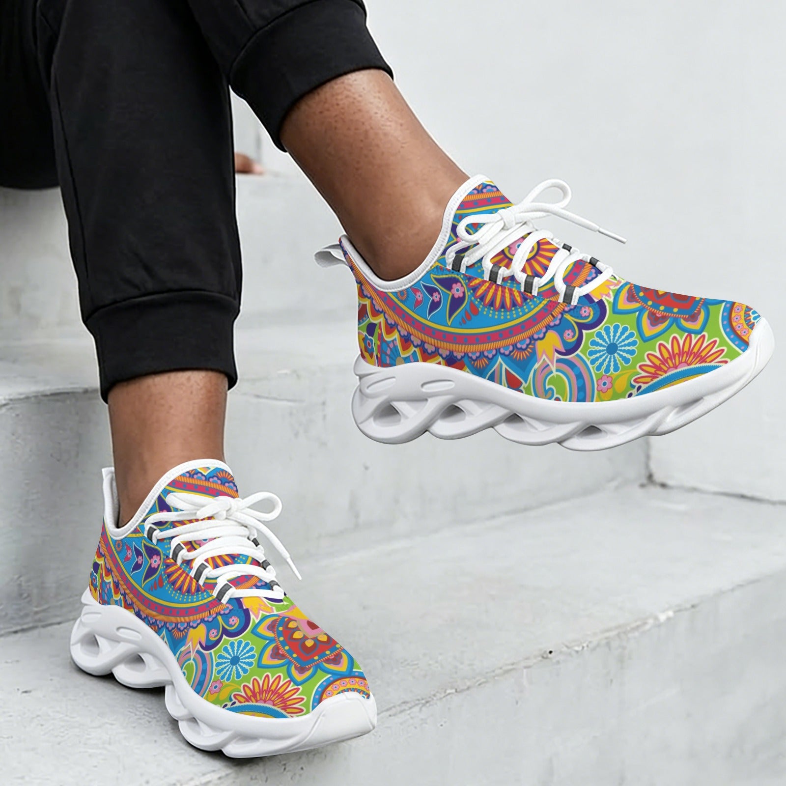 Green Paisley Women's Twisted Sole Sneakers