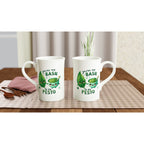 You're The Basil To My Pesto, Valentine - White 10oz Porcelain Slim Mug Porcelain Mug Food Globally Fulfilled Love