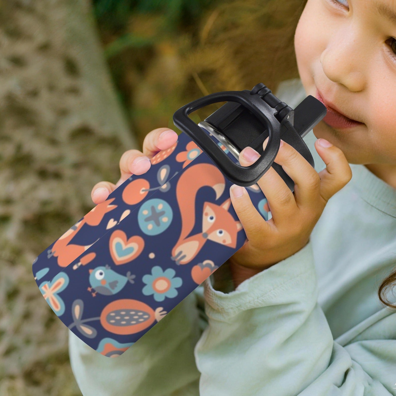 Cute Fox 12oz Kids Water Bottle with Straw Lid