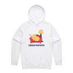 Couch Potato - Mens Hoodie White Mens Hoodie Printed In Australia