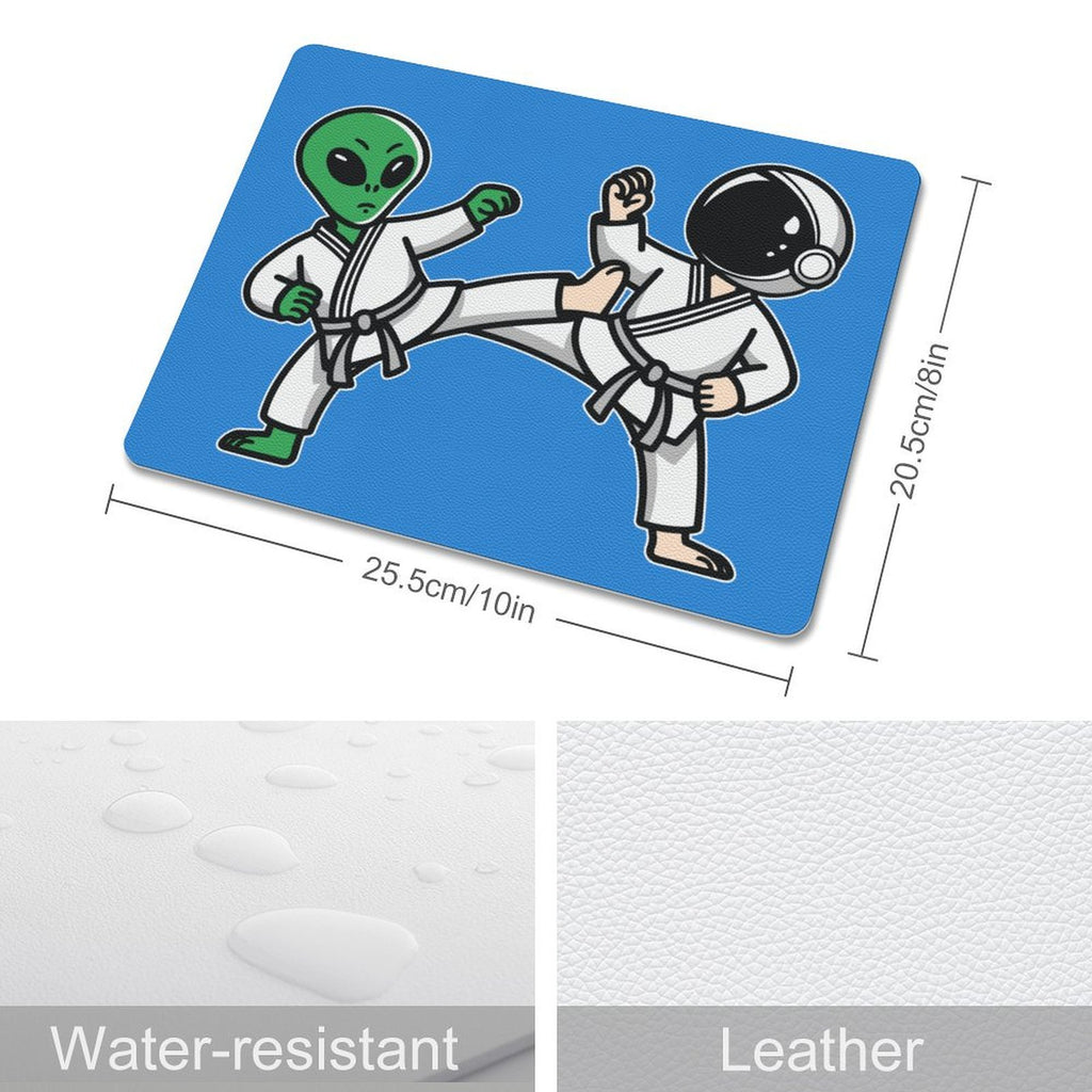 Karate Alien And Astronaut Leather Mouse Pad Leather Mouse Pad Printed Offshore Sci Fi Space