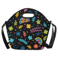 Rainbows And Flowers Neoprene Lunch Bag/Large (Model 1669) One Size Neoprene Lunch Bag Printed Offshore