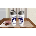 If A Bear Toots In The Woods, Trumpet Player - White 15oz Stainless Steel Travel Mug Travel Mug animal Globally Fulfilled Music