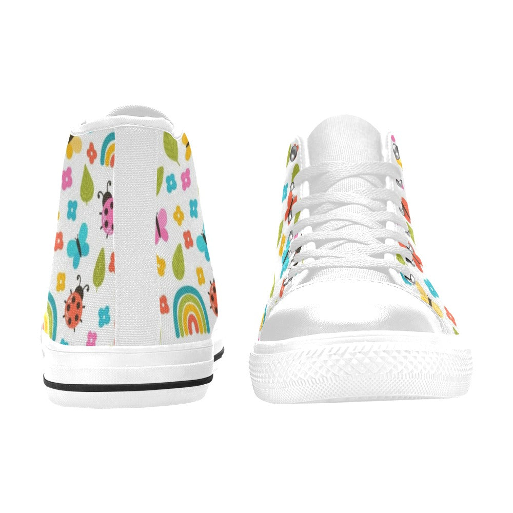 Ladybugs And Rainbows - Kids' High Top Canvas Shoes Kids High Top Canvas Shoes animal Printed Offshore