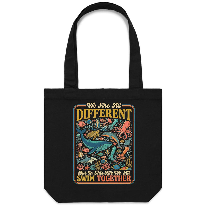 We Are All Different, But We All Swim Together - Canvas Tote Bag Default Title Tote Bag animal Ocean Positivity Printed In Australia