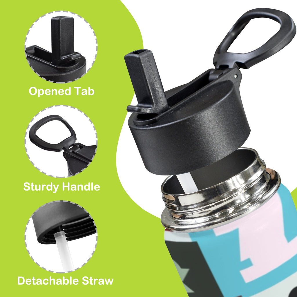 Colourful Chess 12oz Kids Water Bottle with Straw Lid