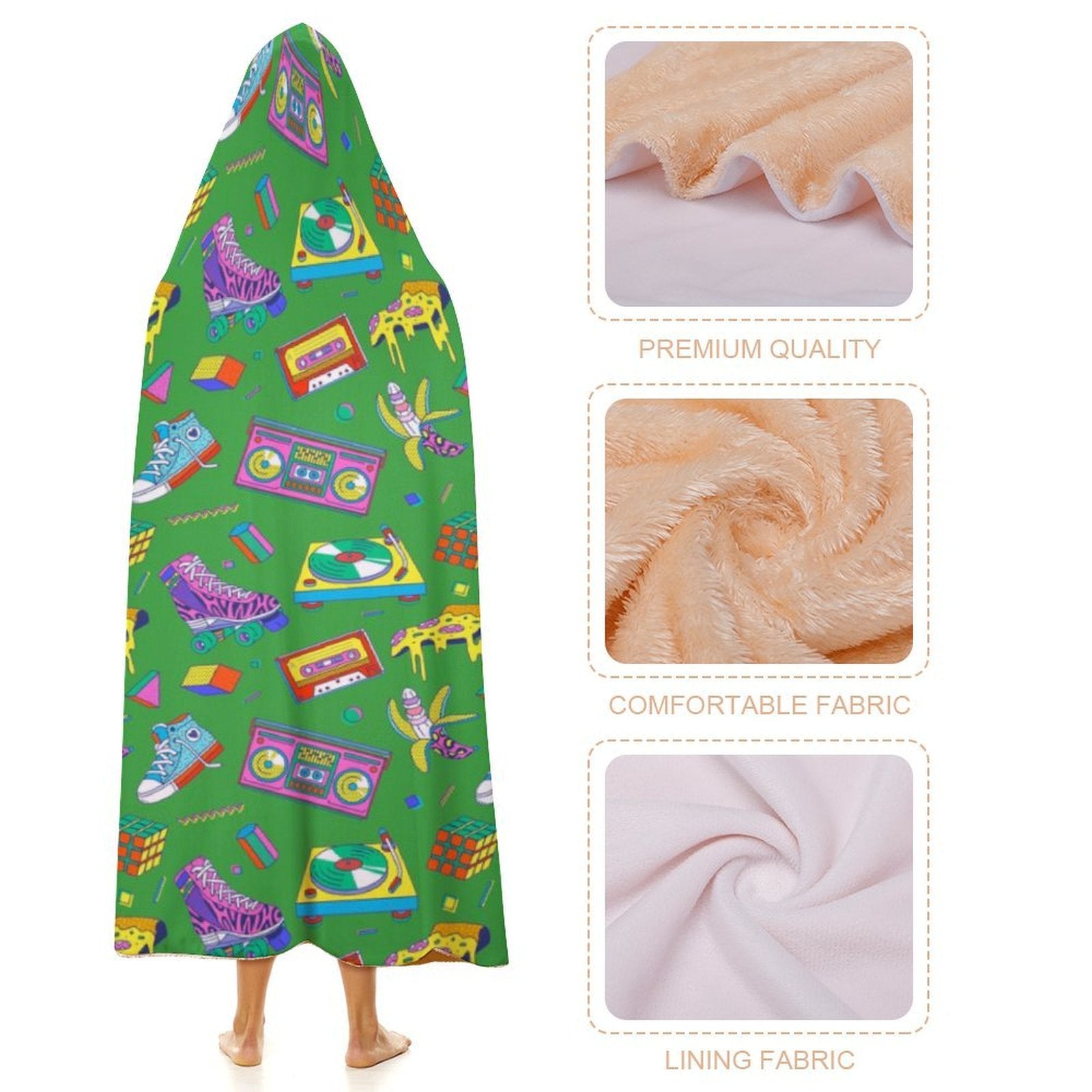 Bright 80's Kids Hooded Blanket 100cm x 130cm