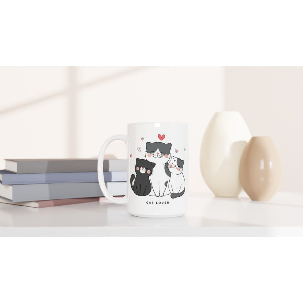 Cat Lover - White 15oz Ceramic Mug 15oz Mug animal Globally Fulfilled