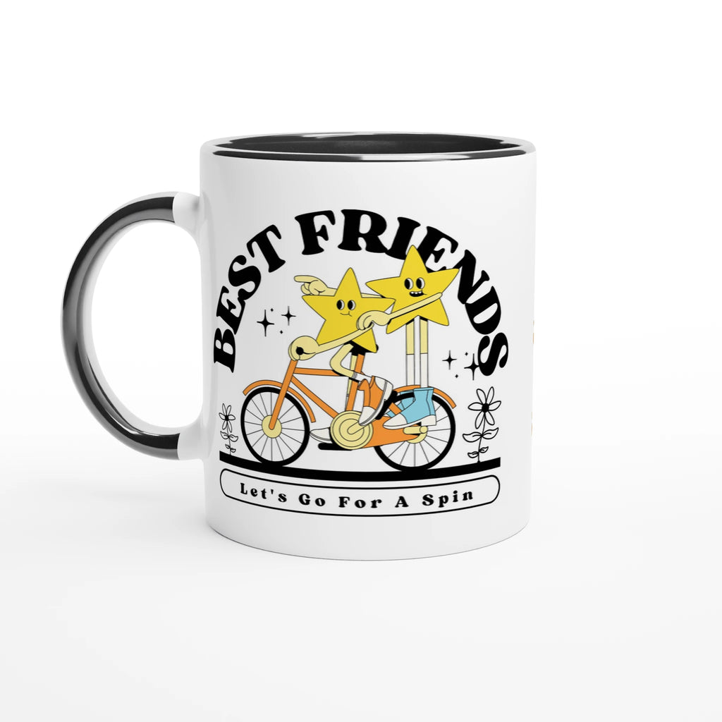 Personalised - Best Friends - White 11oz Ceramic Mug with Colour Inside Ceramic Black Personalised 11oz Mug customise Globally Fulfilled personalise Retro