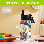 Blue Comic Book 12oz Kids Water Bottle with Straw Lid
