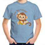 I'm Bananas, Monkey - Kids Youth T-Shirt Carolina Blue Kids Youth T-shirt animal Printed In Australia