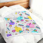 80's Grid - Double-Layer Fleece Blanket 51"x59"