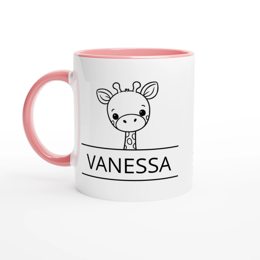 Personalise - Giraffe Name - 11oz Ceramic Mug Ceramic Pink Personalised 11oz Mug animal customise Globally Fulfilled Name personalise
