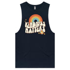 Kindness Matters - Mens Tank Top Tee Navy Drop Arm Tank Top Kindness Printed In Australia