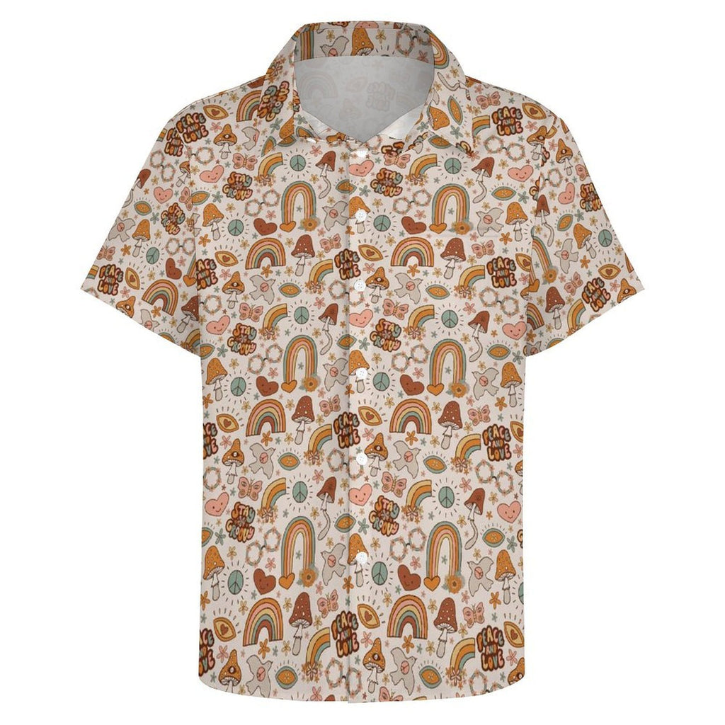 Peace And Love Women's Short-Sleeve Button Up Shirt Women's Short-Sleeve Button Up Shirt Printed Offshore Retro