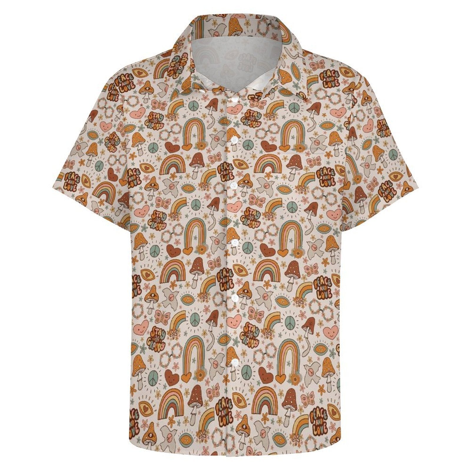 Peace And Love Women's Short-Sleeve Button Up Shirt Women's Short-Sleeve Button Up Shirt Printed Offshore Retro