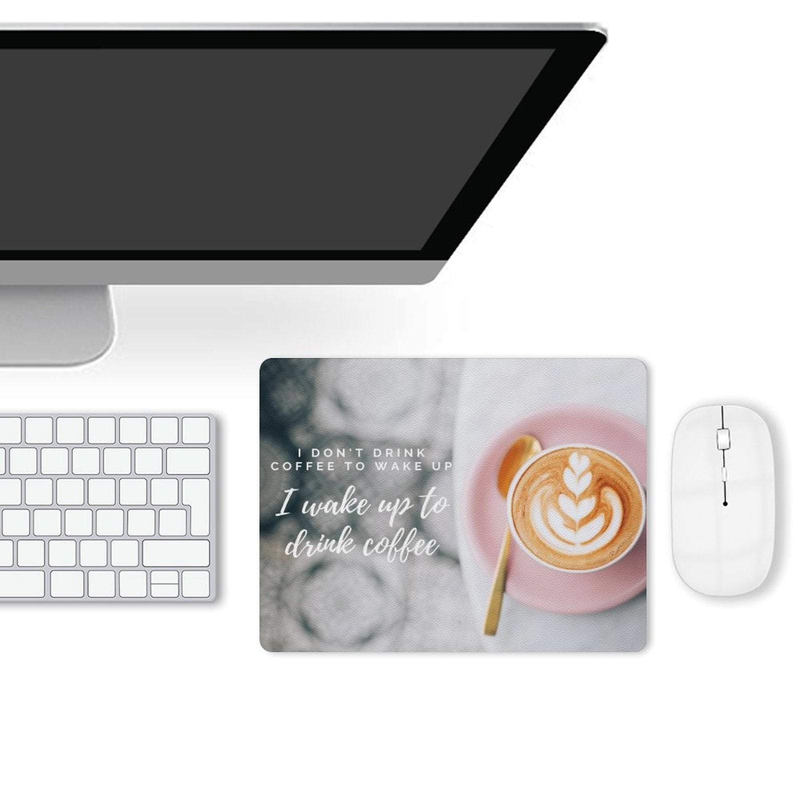 I Wake Up To Drink Coffee Leather Mouse Pad Leather Mouse Pad Coffee Printed Offshore