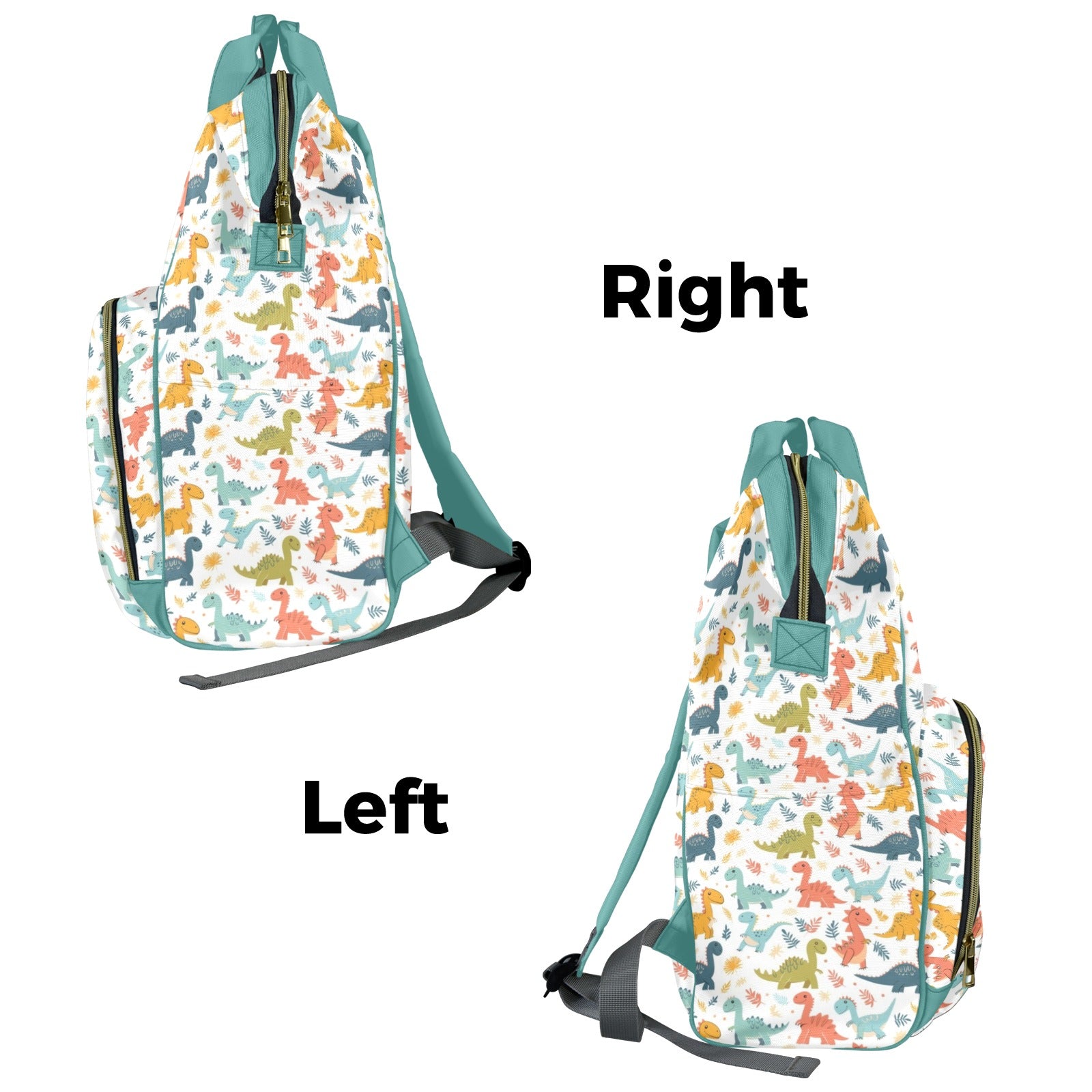 Cute Colourful Dinosaurs - Multi-Function Backpack, Nappy / Diaper Bag