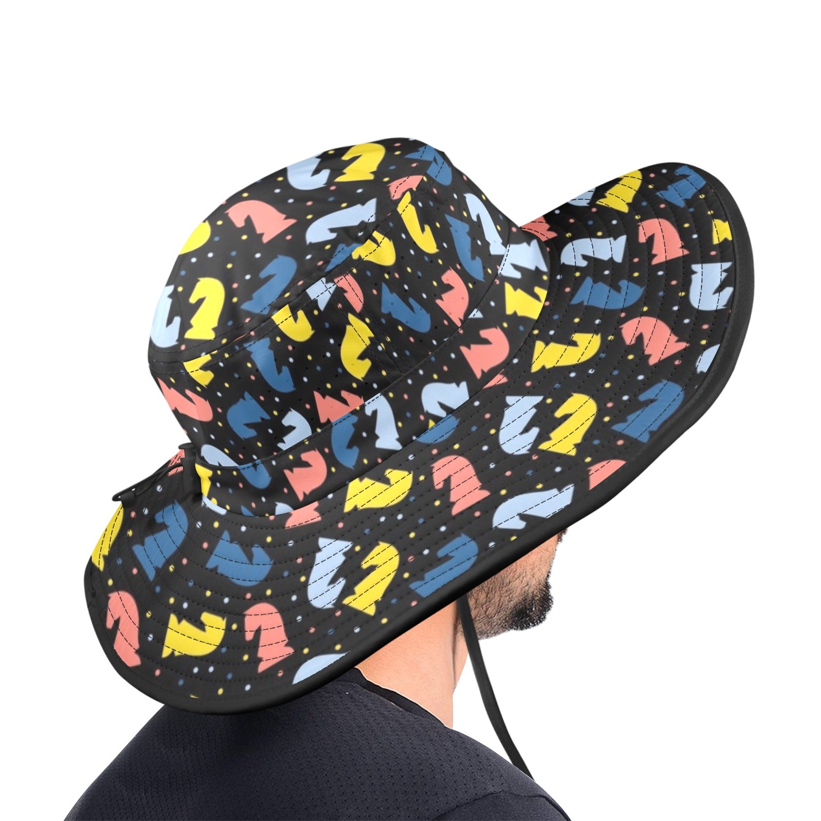Colourful Chess Wide Brim Bucket Hat Wide Brim Bucket Hat Chess Games Printed Offshore