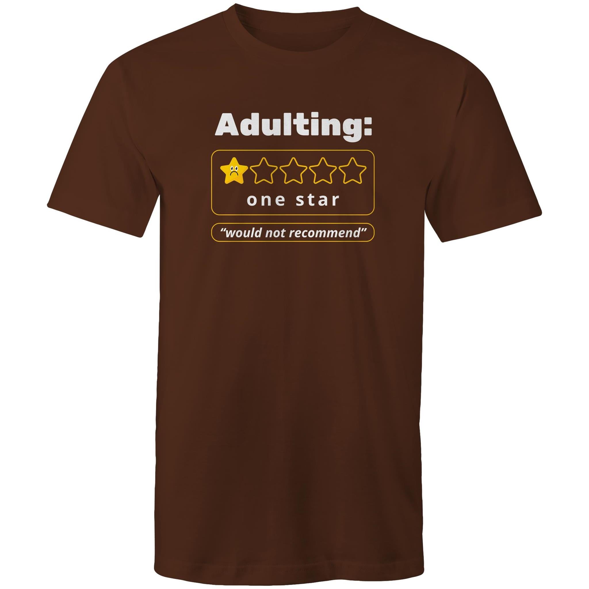 Adulting, One Star - Mens T-Shirt Dark Chocolate Mens T-shirt Printed In Australia