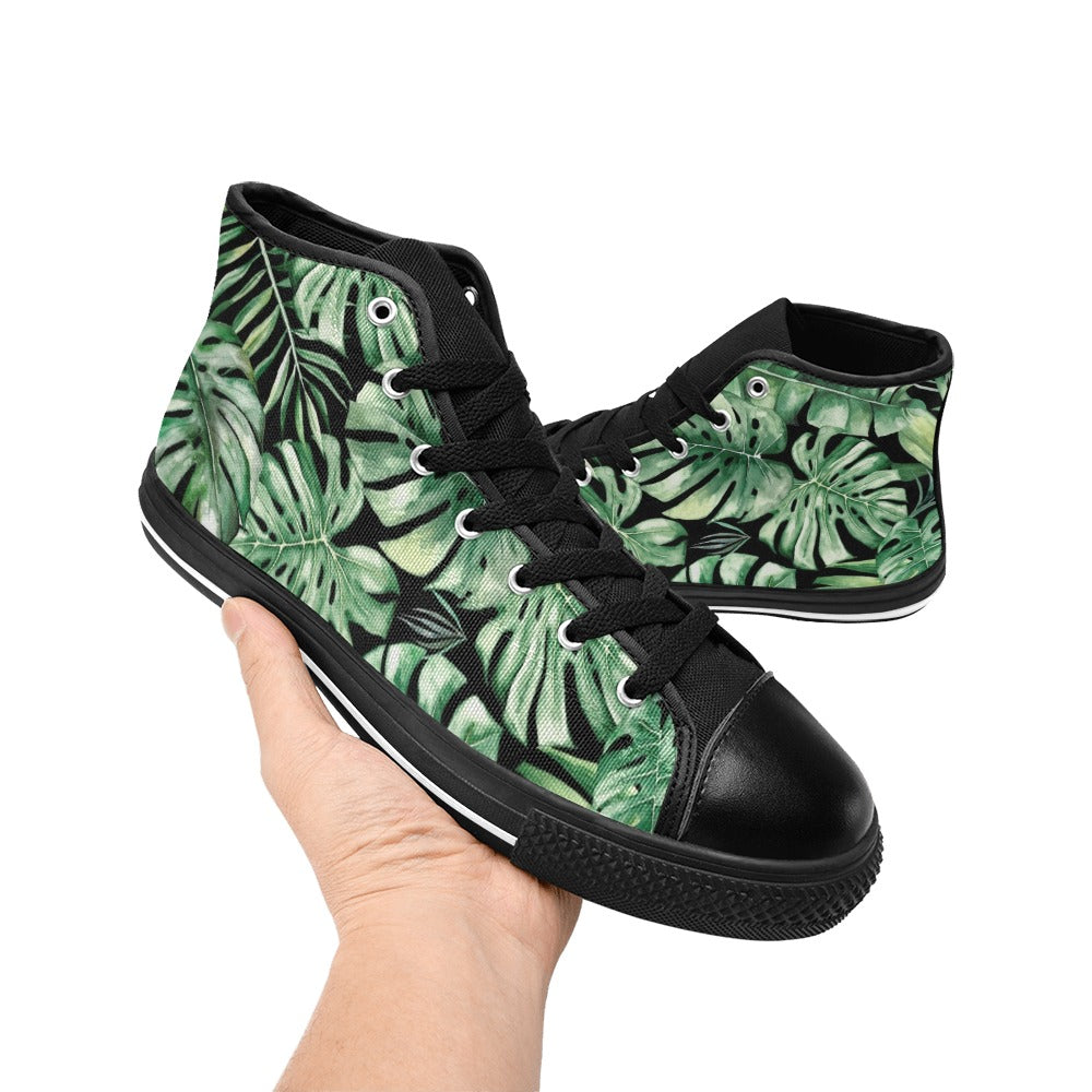 Jungle Leaves - Men's High Top Canvas Shoes
