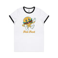 Fast Food Women's AS Colour Ringer Tee White Black Womens Ringer T-shirt Food Printed In Australia