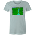 Alien Backing Into Hedge Meme - Womens T-shirt Pale Blue Womens T-shirt Printed In Australia Sci Fi