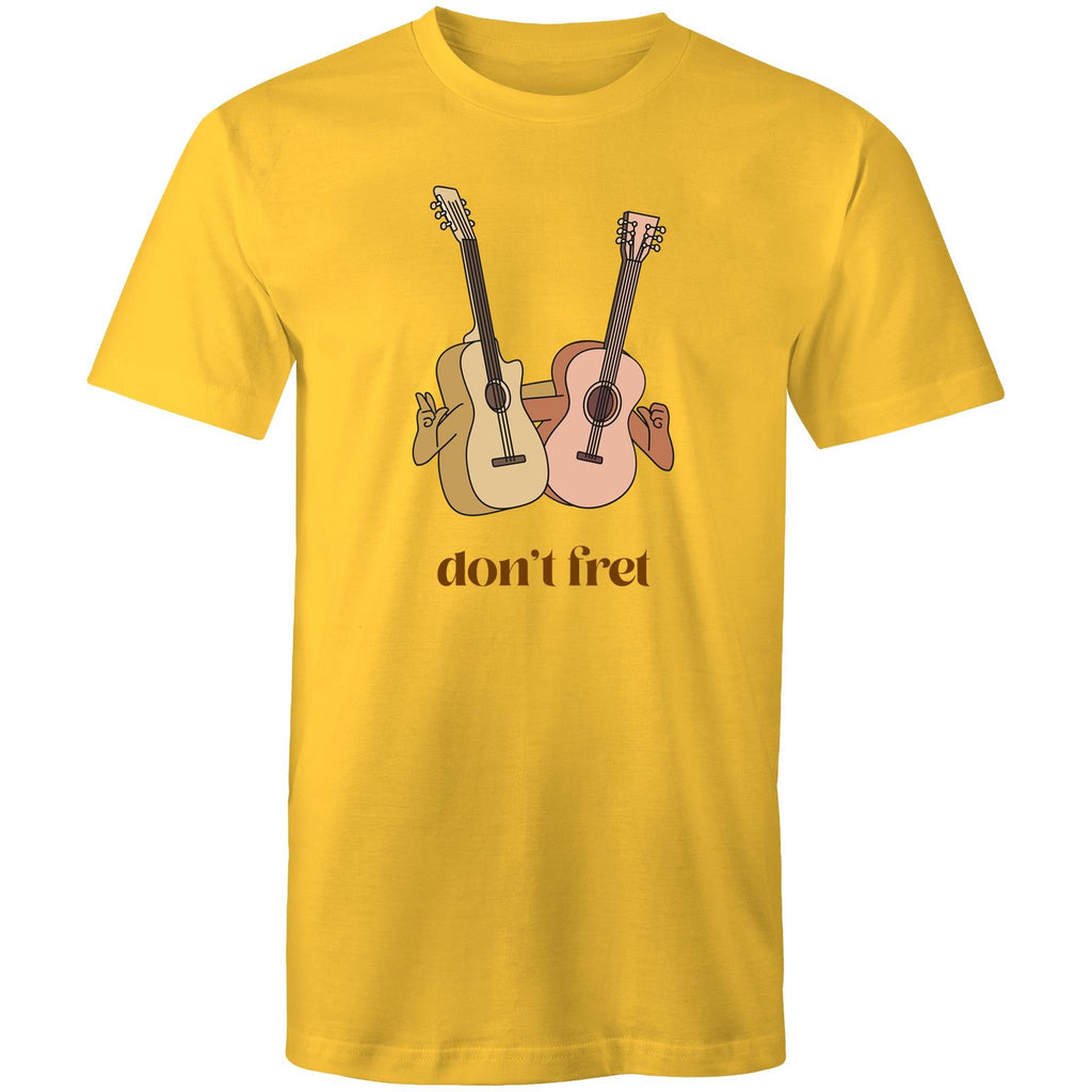 Don't Fret, Guitars - Mens T-Shirt Yellow Mens T-shirt Music Printed In Australia