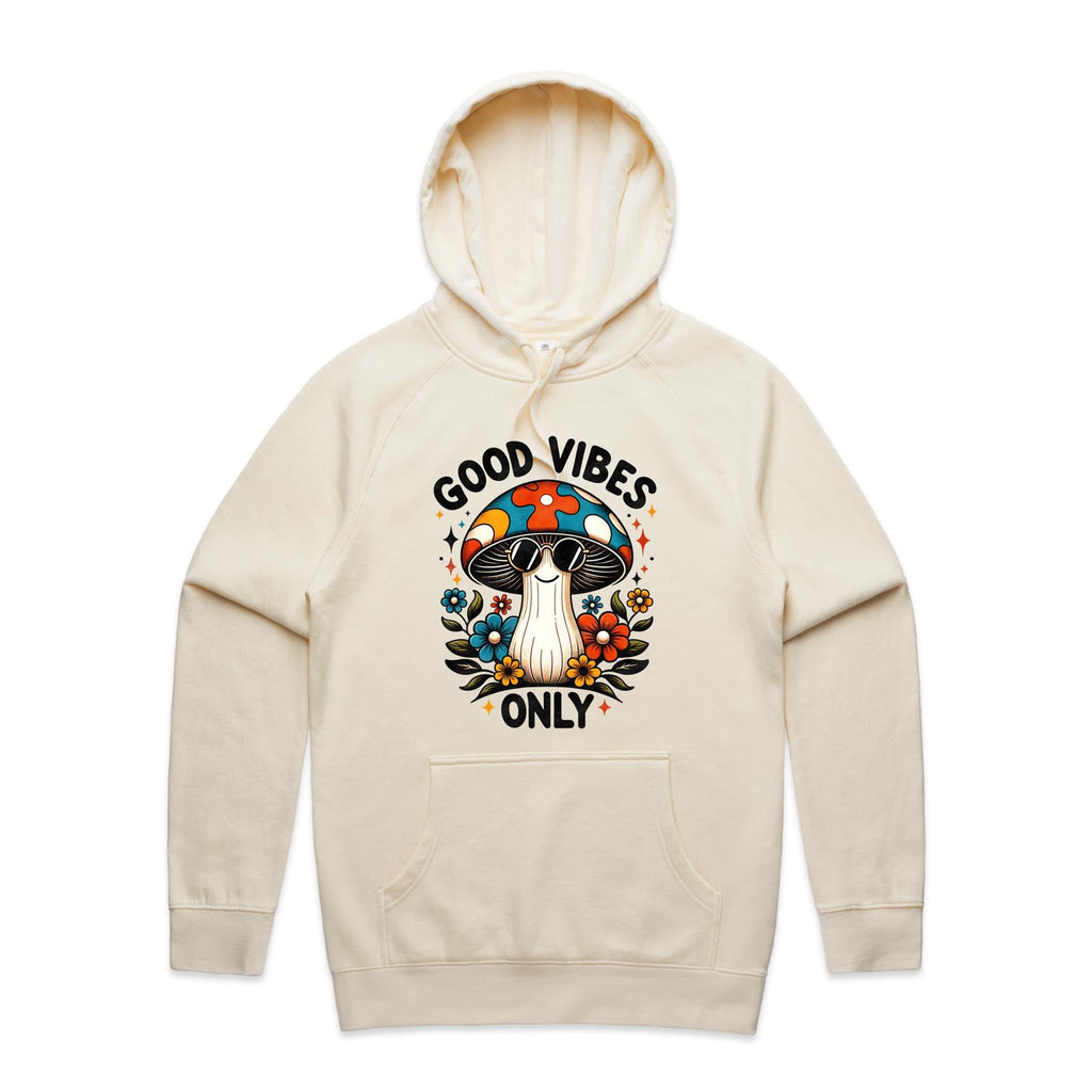 Good Vibes Only, Hippie Mushroom With Sunglasses - Mens Hoodie