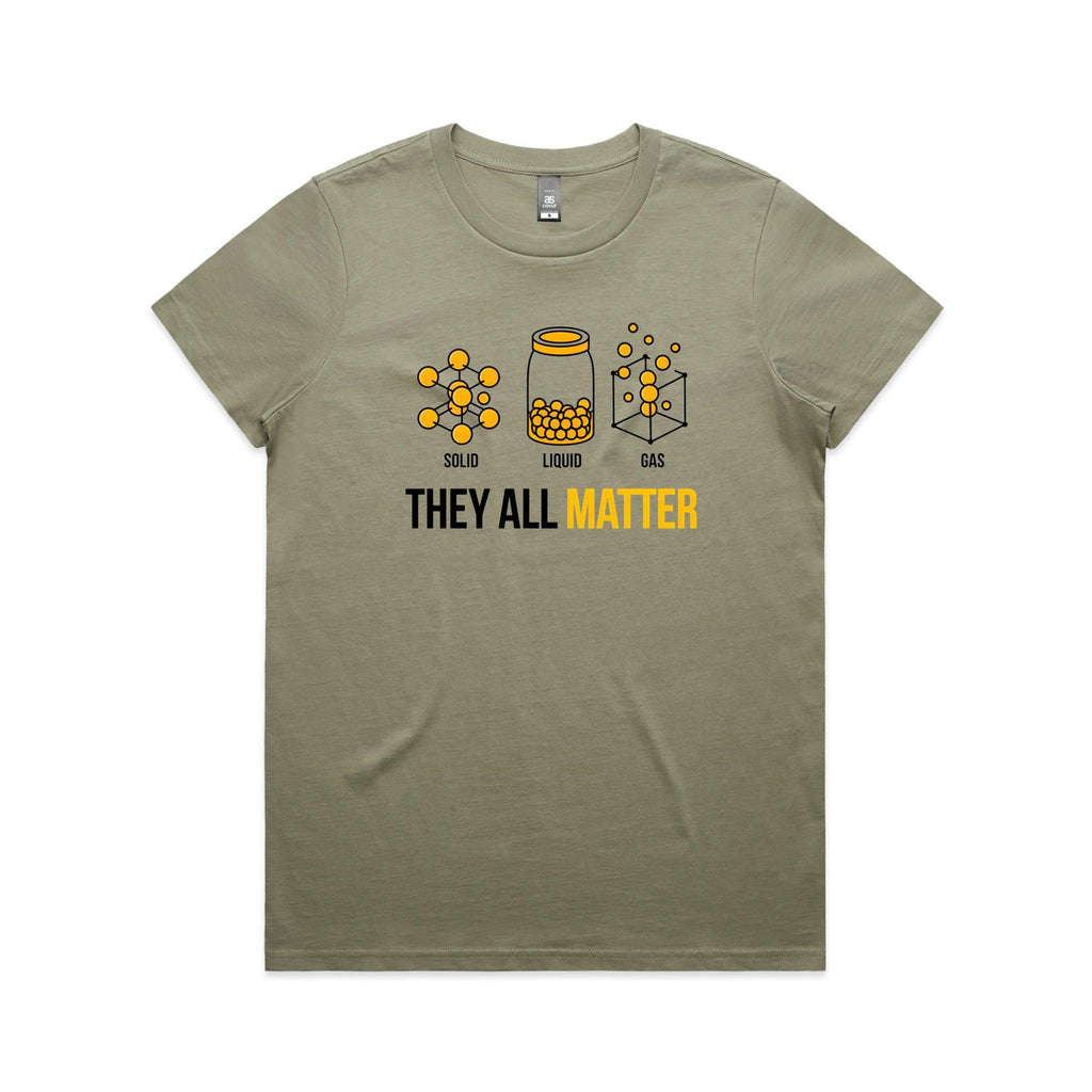 They All Matter Solid Liquid Gas Women's AS Colour T-shirt Eucalyptus Womens T-shirt Printed In Australia Science