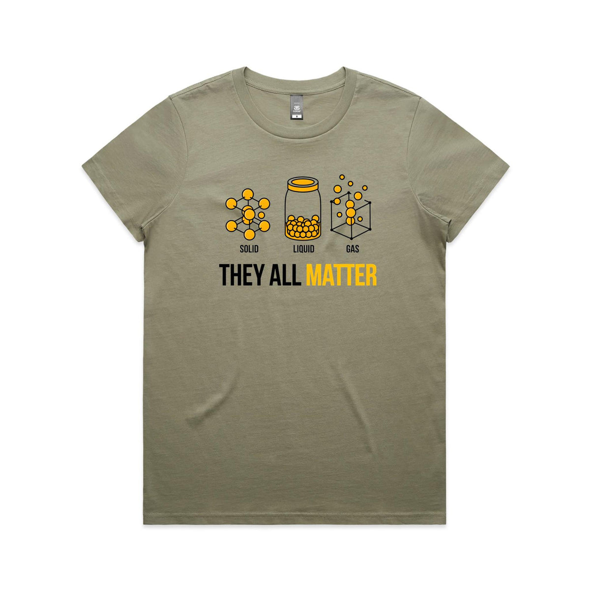They All Matter Solid Liquid Gas Women's AS Colour T-shirt Eucalyptus Womens T-shirt Printed In Australia Science