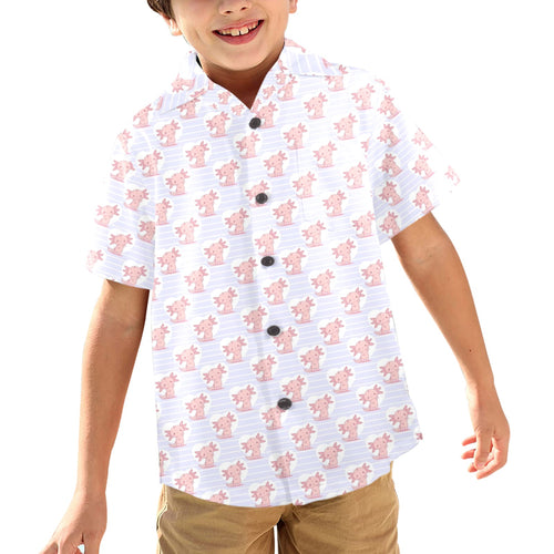 Axolotl Love Junior Kids Hawaiian Shirt 6-7Y Junior Kids Hawaiian Shirt 2-7 animal Printed Offshore