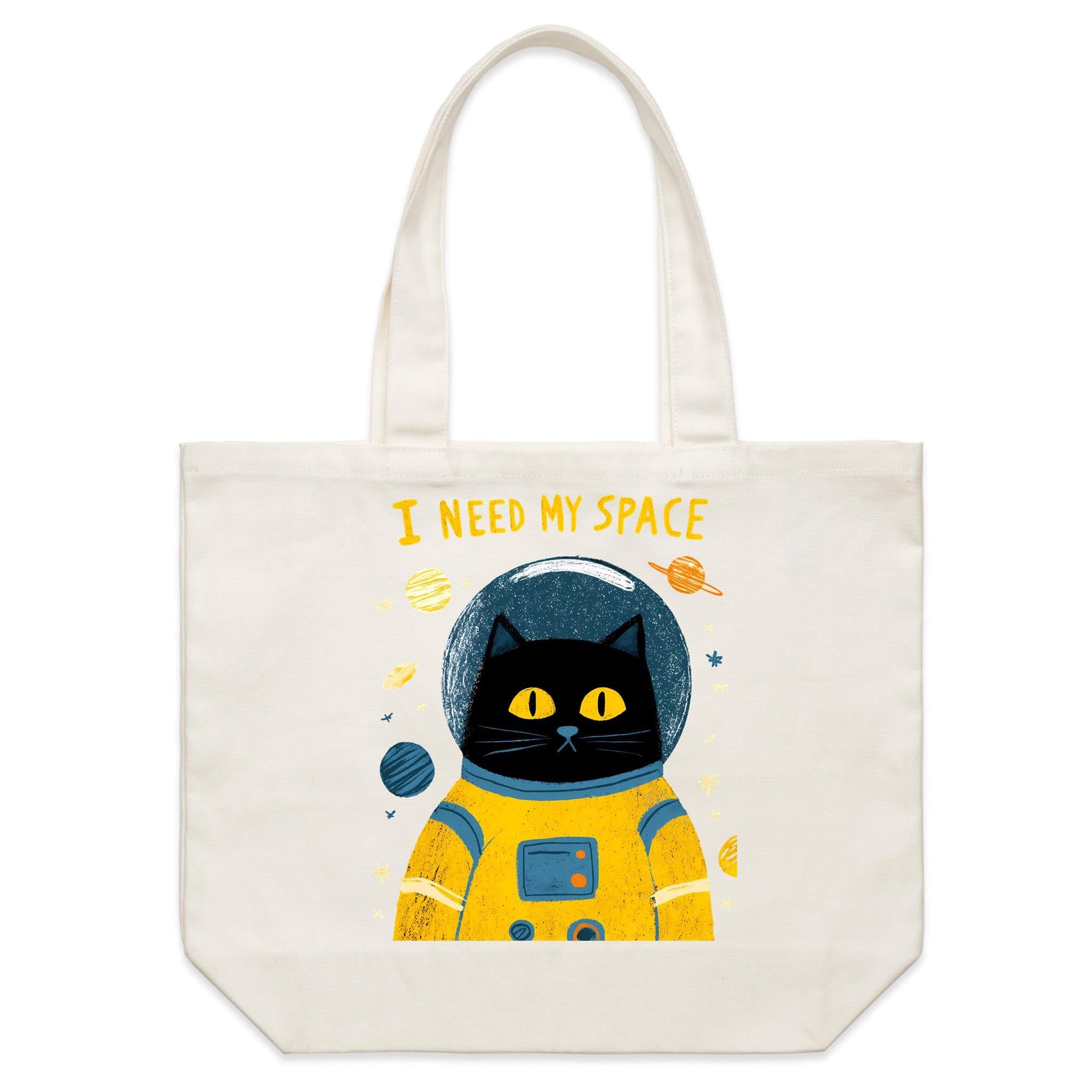 I Need My Space, Cat Astronaut - Shoulder Canvas Tote Bag Default Title Large Tote Bag animal Printed In Australia Space