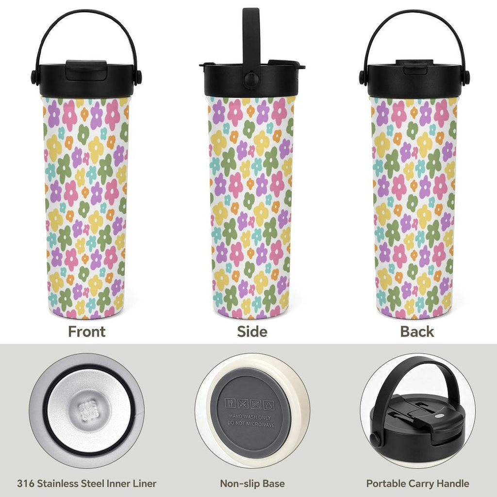 Pastel Flowers 20oz Tea Tumbler with Carry Handle