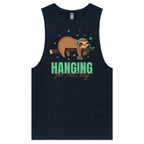 Hanging For Rest Day, Sloth - Tank Top Tee Navy Drop Arm Tank Top Fitness Printed In Australia