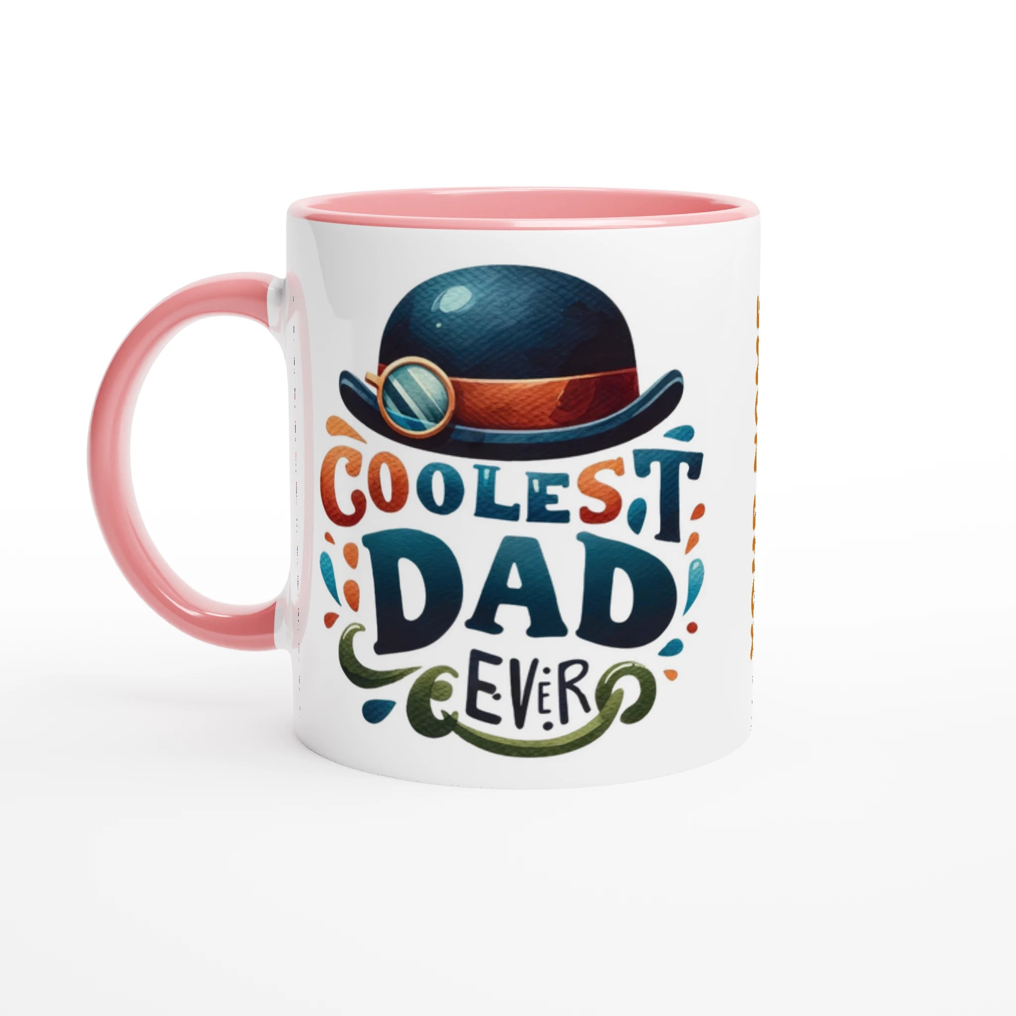 Personalise - Coolest Dad Ever - 11oz Ceramic Mug Ceramic Pink Personalised 11oz Mug customise Dad Globally Fulfilled personalise