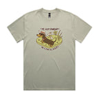 Dachshund, I've Got Friends In Low Places AS Colour Heavy Faded Tee Unisex Faded eucalyptus Heavy Faded T-shirt animal Printed In Australia