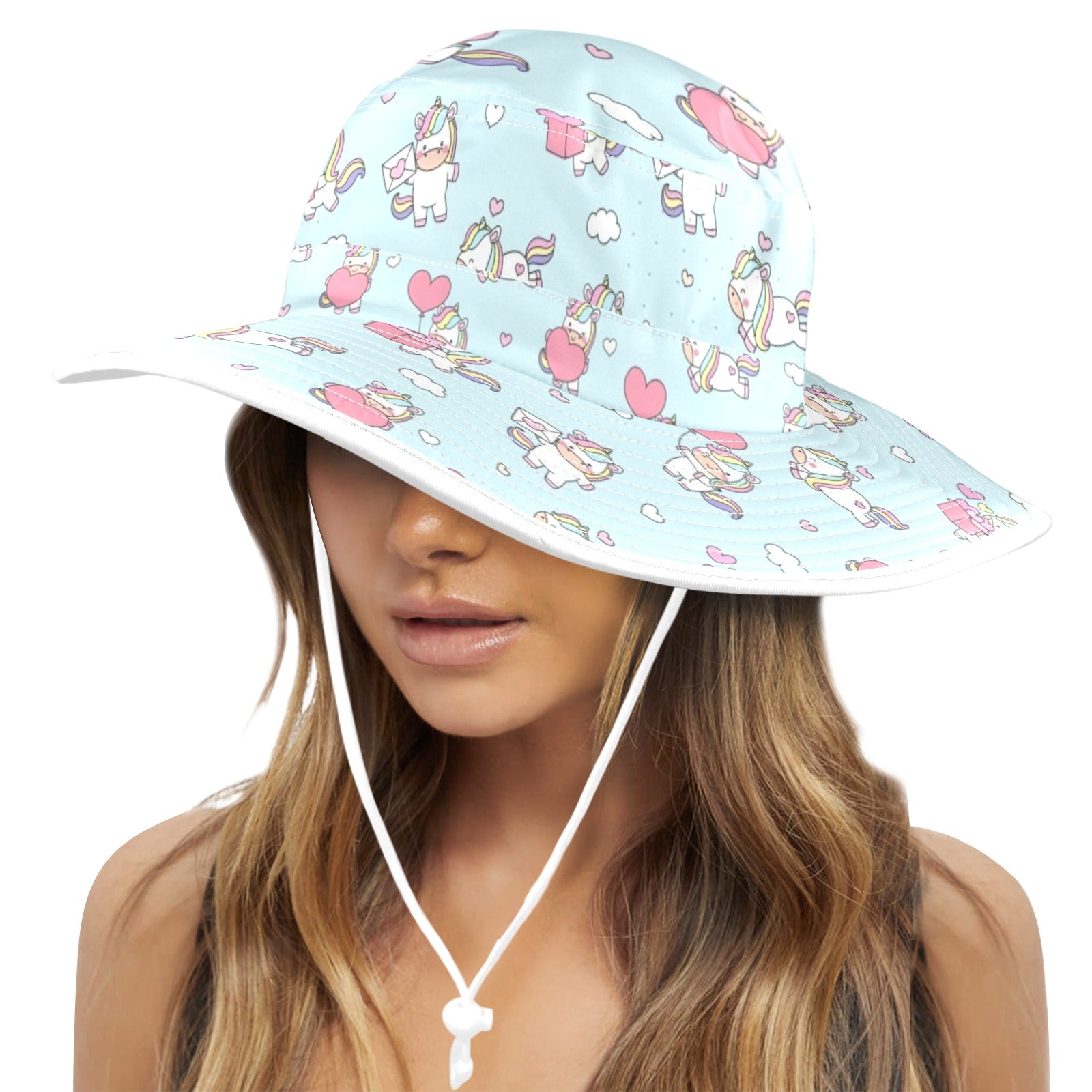 Rainbow Unicorn Wide Brim Bucket Hat Wide Brim Bucket Hat animal Printed Offshore