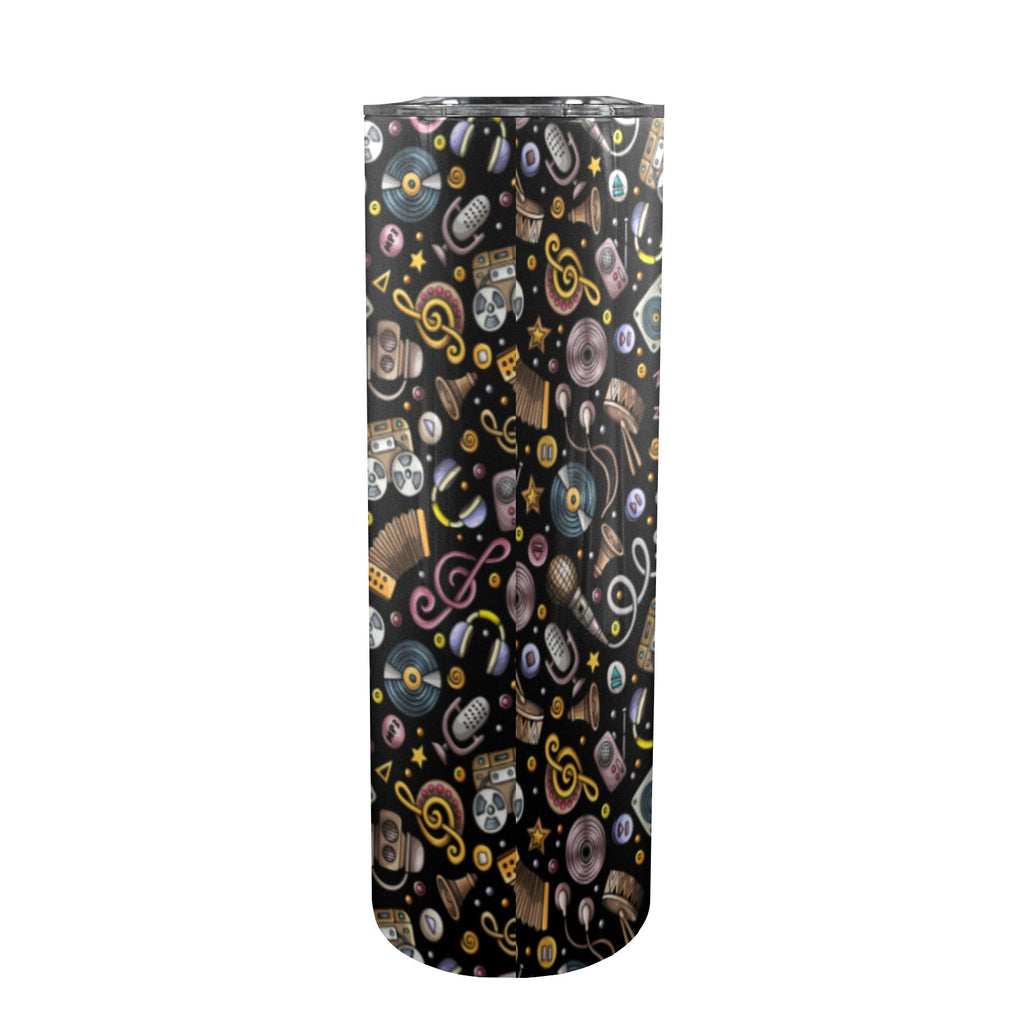 Retro Music Mix 20oz Tall Skinny Tumbler with Lid and Straw