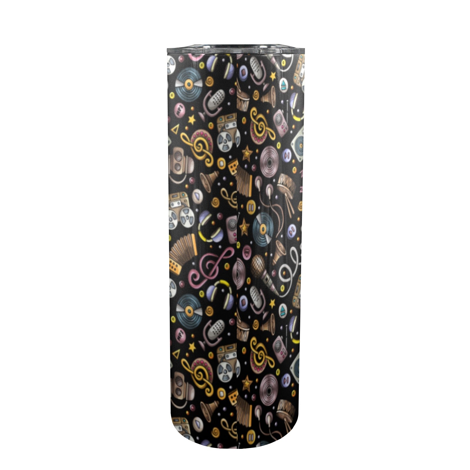 Retro Music Mix 20oz Tall Skinny Tumbler with Lid and Straw