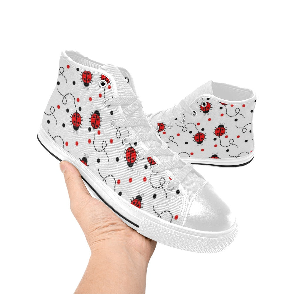 Ladybugs On The Move - Kids High Top Canvas Shoes