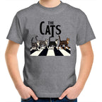 The Cats, Fab Four Crossing The Road - Kids Youth T-Shirt Grey Marle Kids Youth T-shirt animal Music Printed In Australia