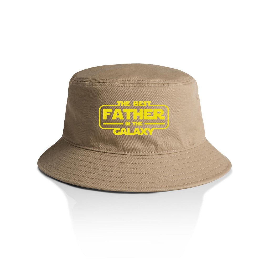 The Best Father In The Galaxy - AS Colour Bucket Hat Khaki One Size As Colour Bucket Hat Dad Printed In Australia Space